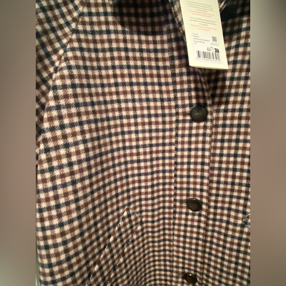 Sezane Clyde Wool Checkered Trench Coat - Picture 7 of 9